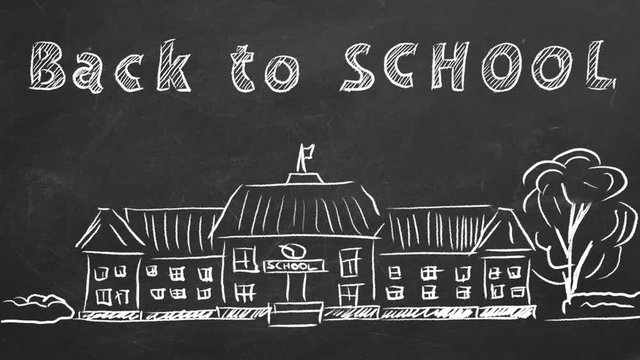 Hand drawing and animated Back to School concept on blackboard.