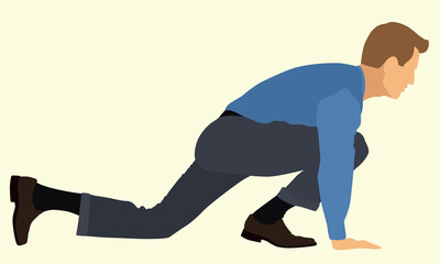 Businessman stretching at Start of Race