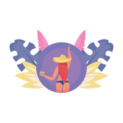 woman summer time vacations design