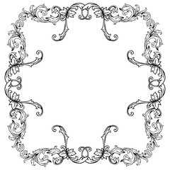 Nature plant leaf flower frame, for design elegant of card. Vector