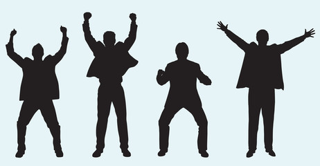 Silhouette Of Celebrating Businessmen