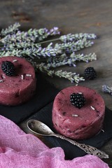 semolina pudding with blackberry and lavender
