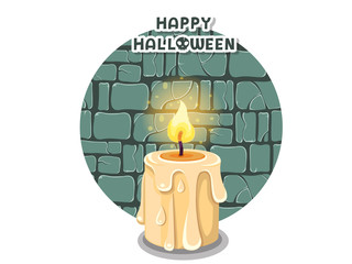 Happy Halloween. icon with the Candles burning. candlestick symbol. Greeting card, party invitation. Color background vector illustration