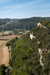 View over the Dordogne valley towards the medieval chateau of Castelnaud-la-Chapelle
