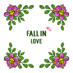 Invitation card fall in love, with romantic floral frame background. Vector