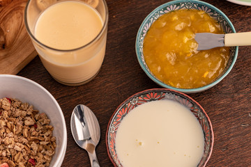  juice, yogurt, and other foods for breakfast or snack,