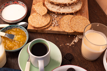  juice, yogurt, and other foods for breakfast or snack,