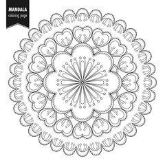 Decorative monochrome ethnic mandala pattern. Anti-stress coloring book page for adults. Hand drawn illustration