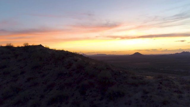 Beautiful Sunset in Arizona Sonoran Desert with the top of a Mountain