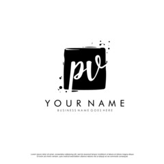 P V PV initial square logo template vector