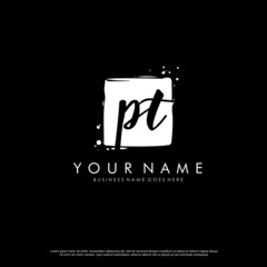 P T PT initial square logo template vector