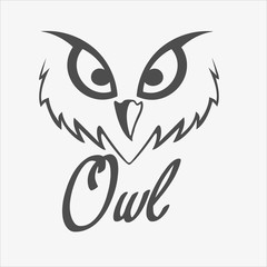 owl and template design elements vector and silhouette, lines,, icons, logo illustrations.