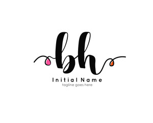 B H BH Initial brush color logo template vetor