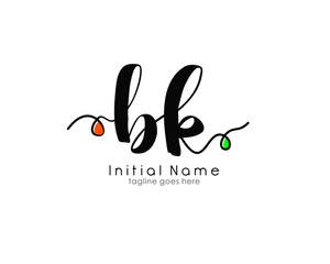 B K BK Initial brush color logo template vetor