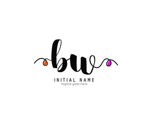 B W BW Initial brush color logo template vetor