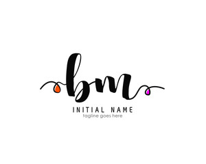 B M BM Initial brush color logo template vetor