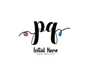 P Q PQ Initial brush color logo template vetor