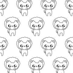 pattern of cute lions baby animals kawaii style