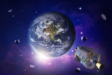 Obraz na płótnie Canvas Planet Earth and satellite.