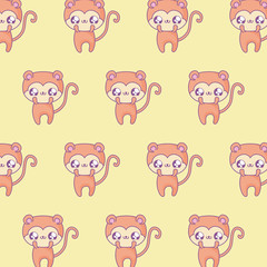 pattern of cute monkeys baby animals kawaii style