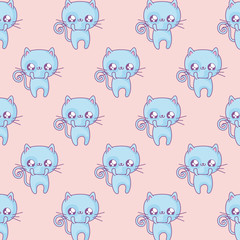 pattern of cute cats baby animals kawaii style