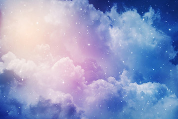 Naklejka premium Space of night sky with cloud and stars.
