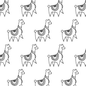 pattern of cute alpacas kawaii style