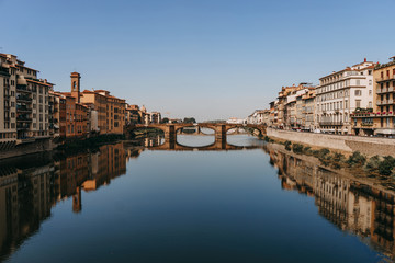 Obraz premium Panorama of Florence from the Arno river bridge | FLORENCE, ITALY - 14 SEPTEMBER 2018.