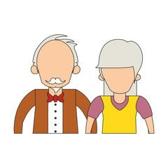 grandparents senior old people cartoon faceless