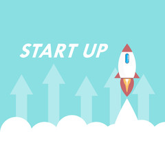 Startup space rocket launch start up business concept