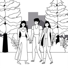 Isolated women and avatar man design vector illustration