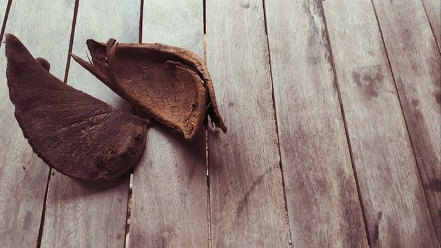 dry result of xylia xylocarpa on wood background