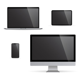 Realistic set monitors desktop laptop tablet and phone illustration vector illustrator Ai EPS