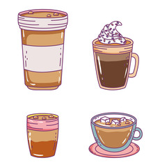 coffee time sketch flat design