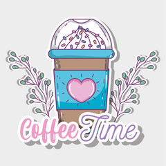 coffee time sketch flat design
