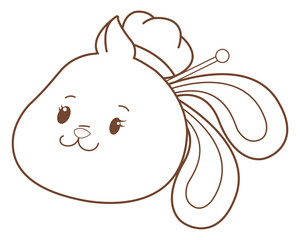 Obraz premium Mid autumn rabbit face cartoon in black and white