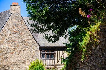 Street sketches of the picturesque Breton town of Dinan. Brittany. France