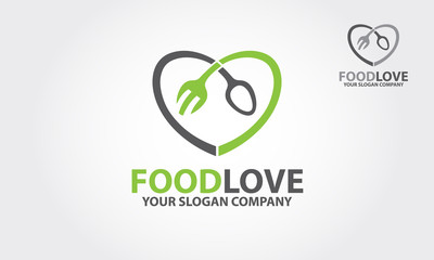 Food love Vector Logo Template. Heart Vector Icon. Vector logo illustration.