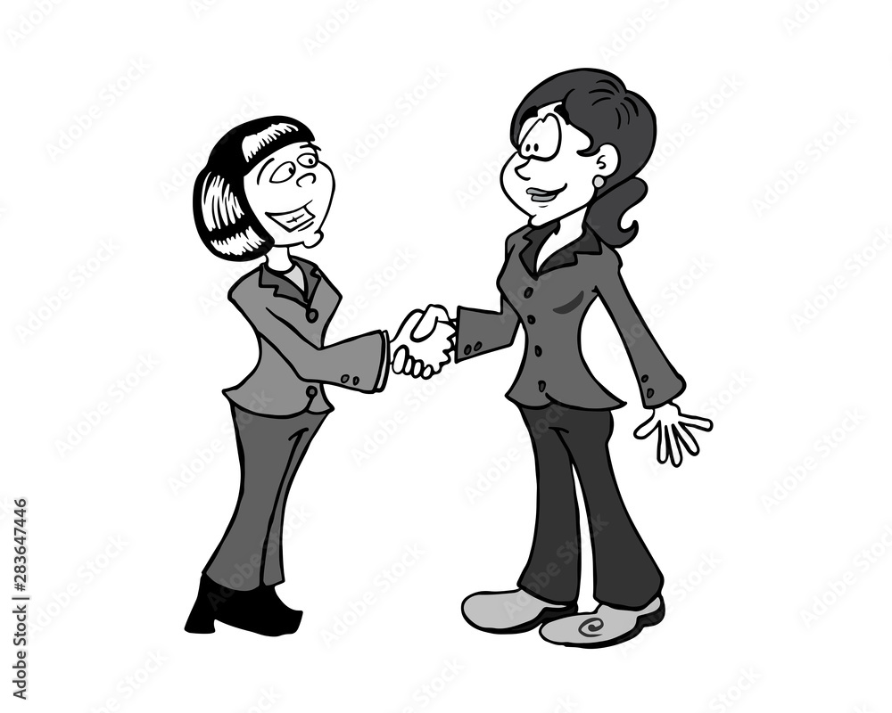 Wall mural Handshake two women black and white 