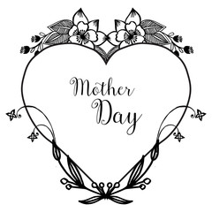 Drawing beautiful wreath, with vintage frame, decoration of card mother day. Vector