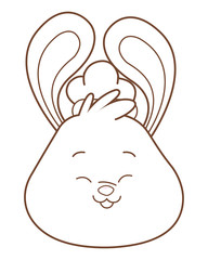 Mid autumn rabbit face cartoon in black and white
