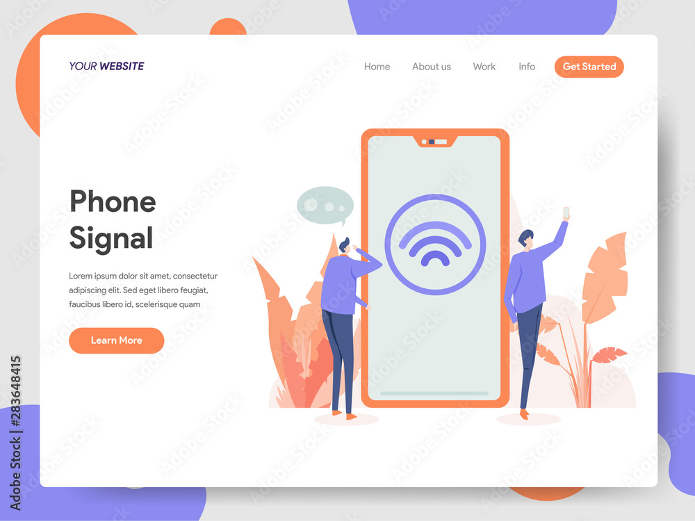 Poster landing page template of phone signal illustration concept. modern design concept of web page design