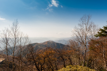 Obraz na płótnie Canvas Hiking in the beautiful Mount Nantai and Lake Chuzenji in autumn season, Nikko, Japan