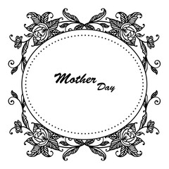 Elegant wreath frame, isolated on a white, invitation celebration card mother day. Vector