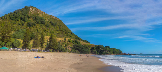 Fototapeta na wymiar Mount Maunganui beach panorama, Tauranga, New Zealand