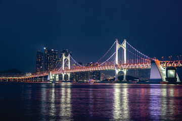 Gwangan Bridge at Night in Busan City,South Korea.