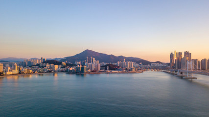 Fototapeta premium Aerial view of Gwangan Bridge in Busan City,South Korea