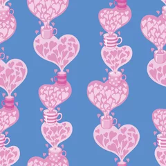 Printed roller blinds Tea seamless pattern Tea and hearts