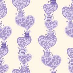 seamless pattern Tea and hearts