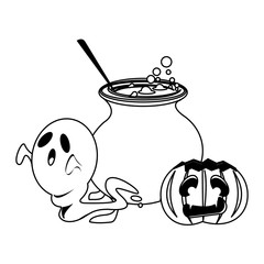 halloween october scary celebration cartoon in black and white